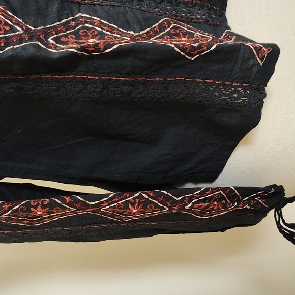 Soho Black Cotton Embroidered Blouse S - Picture 4 of 8
